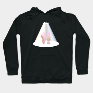 Ballet Pointe Shoes in Spotlight on Stage (Black Background) Hoodie